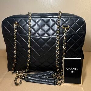 Vintage 1989-1991 Chanel Black Quilted Leather Bag